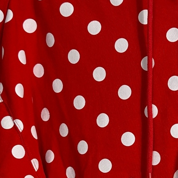Disney size small Minnie Mouse zip front hoodie with ears. Red/white polka dot. - Picture 2 of 10